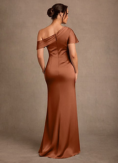 Azazie Rutha Abiti per la Madre della Sposa Abito Tubino in Raso Elasticizzato Monospalla Rame image2