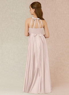 Azazie Arianthe Junior Blushing Pink A-Line with Pockets Stretch Satin Dress image2