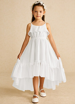 Azazie Karmen Ivory A-Line Ruched Chiffon Dress | Azazie