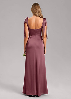 Azazie Frostine Bridesmaid Dresses Desert Rose A-Line Bow Stretch Satin Dress image8
