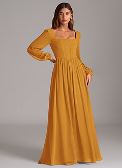 Azazie Maree Bridesmaid Dresses Butterscotch A-Line Corset Chiffon Dress image3