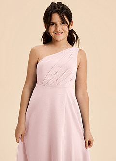 Azazie Phaedra Junior Vestido de Rosa Rubor de Gasa de Corte en A con Plisado image5
