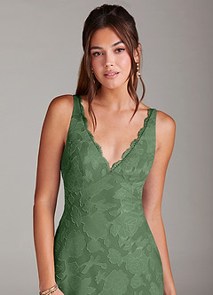 Azazie Tianna Bridesmaid Dresses Eucalyptus Sheath Lace Floral Burnout Dress image6