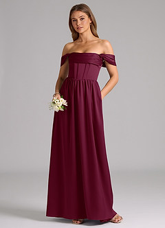 Azazie Hattie Bridesmaid Dresses Mulberry A-Line Corset Stretch Satin Dress image5