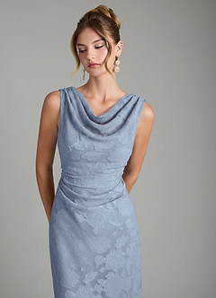 Azazie Kieryn Brautjungfernkleider Meerjungfrau-Linie Plissee Blumen-Burnout Kleid Staubblau image11