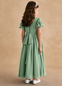 Azazie Ali Flower Girl Dresses Matcha A-Line Pleated Chiffon Dress image2