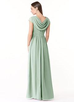 Azazie Organa Brautjungfernkleider A-Linie Plissee Chiffon Kleid Agave image4