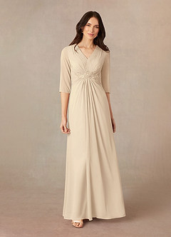 Azazie Yessica Mother of the Bride Dresses Champagne A-Line Sequins Chiffon Dress image1