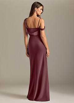Azazie Madelyn Brautjungfernkleider Wandelbar Meerjungfrau-Linie Schulterfrei Stretch-Satin Kleid Sangria image2