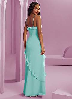 Barbie ♥ Azazie Bridesmaid Dresses Aqua Sheath Chiffon Dress image2