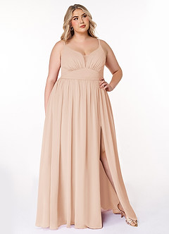 Azazie Rayna Bridesmaid Dresses English Rose A-Line V-Neck Pleated Chiffon Dress image7