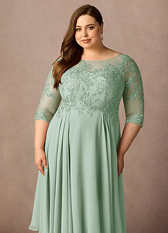 Azazie Marge Abiti per la Madre della Sposa Abito A-Line in Chiffon in Pizzo con Scollo a U Agave image6