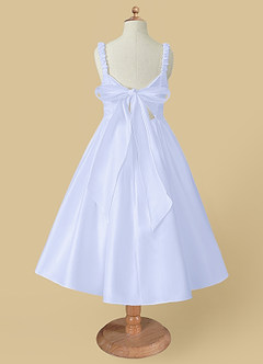 Azazie Cutie Pie Flower Girl Dresses Lavender A-Line Pleated Matte Satin Dress image5