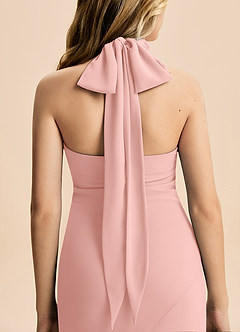 Azazie Velli Junior Meerjungfrau-Linie Hoher Kragen Chiffon Kleid Rosettenrosa image6