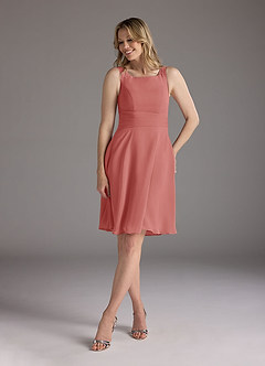 Azazie Shirley Mother of the Bride Dresses Antique Rose A-Line Scoop Pleated Chiffon Dress image5