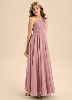 Azazie Charlize Junior Dusty Rose A-Line Pleated Chiffon Dress image5