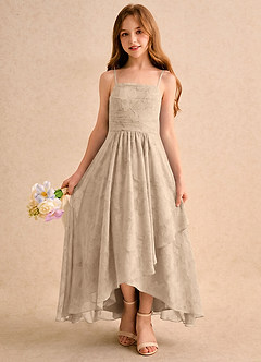 Azazie Twilight Girls Formal Flower Girl Klänningar Klänning A-linje i Blommig Utbrändhet Plisserad image3
