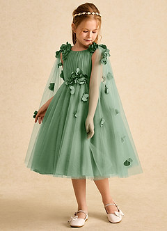 Azazie Staria Flower Girl Dresses Matcha Ball-Gown Ruched Tulle Dress image5