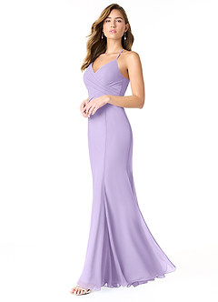 Azazie Carolina Final Sale Lilac Mermaid Ruched Chiffon Dress image2