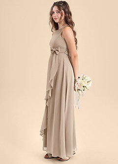 Azazie Lilenne Junior Vestido de Gris Pardo de Gasa de Corte en A con Lazo image4