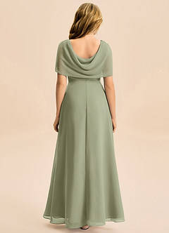 Azazie Emma Junior Robe Trapèze en Mousseline de soie Plissée Pistache image2