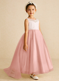 Azazie Tay Flower Girl Dresses Rosette A-Line Sequins Tulle Dress image3