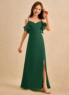 Azazie Pippy Girls Formal Flower Girl Dresses Dark Green A-Line Sweetheart Neckline Chiffon Dress image5
