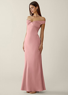 Gwendonme Powder Pink Satin Crystal Linen Prom Dress image3