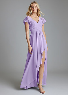 Azazie Omari Vestidos de damas de honor Vestido de Lila de Gasa de Corte en A image1