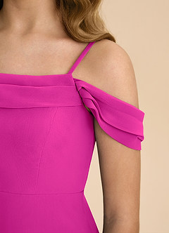 Azazie Anselie Junior Vestido de Fucsia de Gasa de Corte en A con Vestidos sin tirantes image8