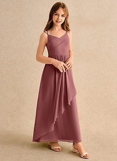 Azazie Zaida Girls Formal Flower Girl Dresses Amethyst A-Line Pleated Chiffon Dress image5