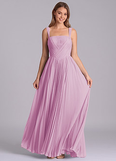 Azazie Mina Jurken voor bruidsmeisjes Jurk van Chiffon met A-Lijn Geplooid Snoep Roze image4