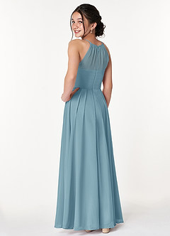 Azazie Ginger Junior Moody Blue A-Line Pleated Chiffon Dress image2