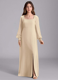 Azazie Bondi Junior Jurk van Chiffon met A-Lijn Blouson Champagne image7