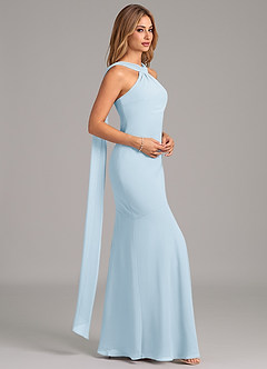 Azazie Kinsley Bridesmaid Dresses Sky Blue Mermaid Pleated Chiffon Dress image6