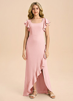 Azazie Demi Junior Robe Sirène en Satin extensible Arc Rose Poudré image6