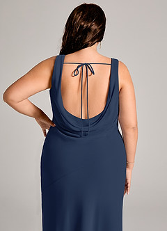 Azazie Rylina Bridesmaid Dresses Dark Navy Mermaid Pleated Chiffon Dress image12