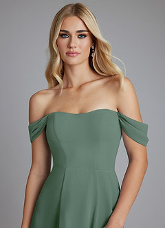 Azazie Seriana Jurken voor bruidsmeisjes Jurk van Chiffon met A-Lijn Off the Shoulder Eucalyptus image6