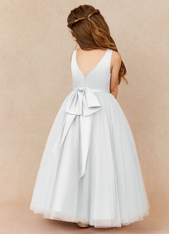 Azazie Marybell Flower Girl Dresses Diamond White A-Line Bow Tulle Dress image2