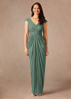 Azazie Lisolette Mère de la mariée Robes Robe Fourreau en Maille Plissée Eucalyptus image1