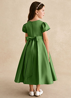 Azazie Princess Flower Girl Dresses Basil A-Line Pleated Matte Satin Dress image2