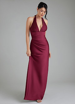 Azazie Torrance Bridesmaid Dresses Burgundy Mermaid Corset Stretch Satin Dress image5