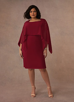 Azazie Maryam Mother of the Bride Dresses Burgundy Sheath Lace Chiffon Dress image6
