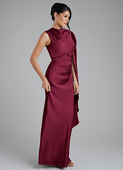 Azazie Taj Bridesmaid Dresses Burgundy Mermaid Corset Stretch Satin Dress image5