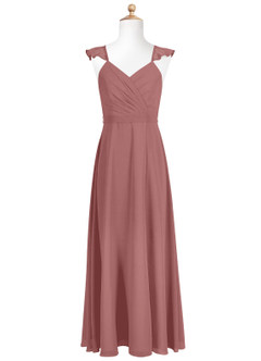 Azazie Emily Junior Desert Rose A-Line Ruched Chiffon Dress image5