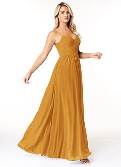 Azazie Lisbon Bridesmaid Dresses Butterscotch A-Line Sweetheart Neckline Chiffon Dress image1