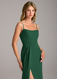 Azazie Tahlia Abiti da Damigella Abito A-Line in Chiffon Con Cintura Verde Scuro image2