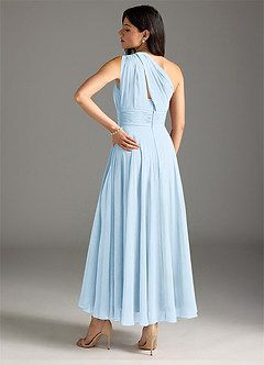 Azazie Charlize At-home Try On Dresses Sky Blue A-Line One Shoulder Chiffon Dress image2