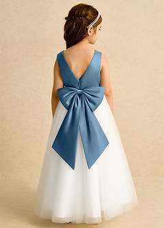 Azazie Eleni Flower Girl Dresses Ivory Bermuda Ball-Gown Bow Tulle Dress image2
