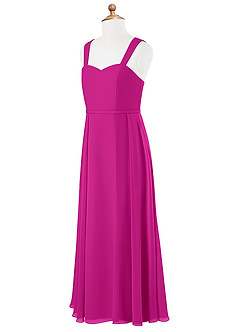 Azazie Simoan Junior Abito A-Line in Chiffon Scollo a Cuore Fucsia image6